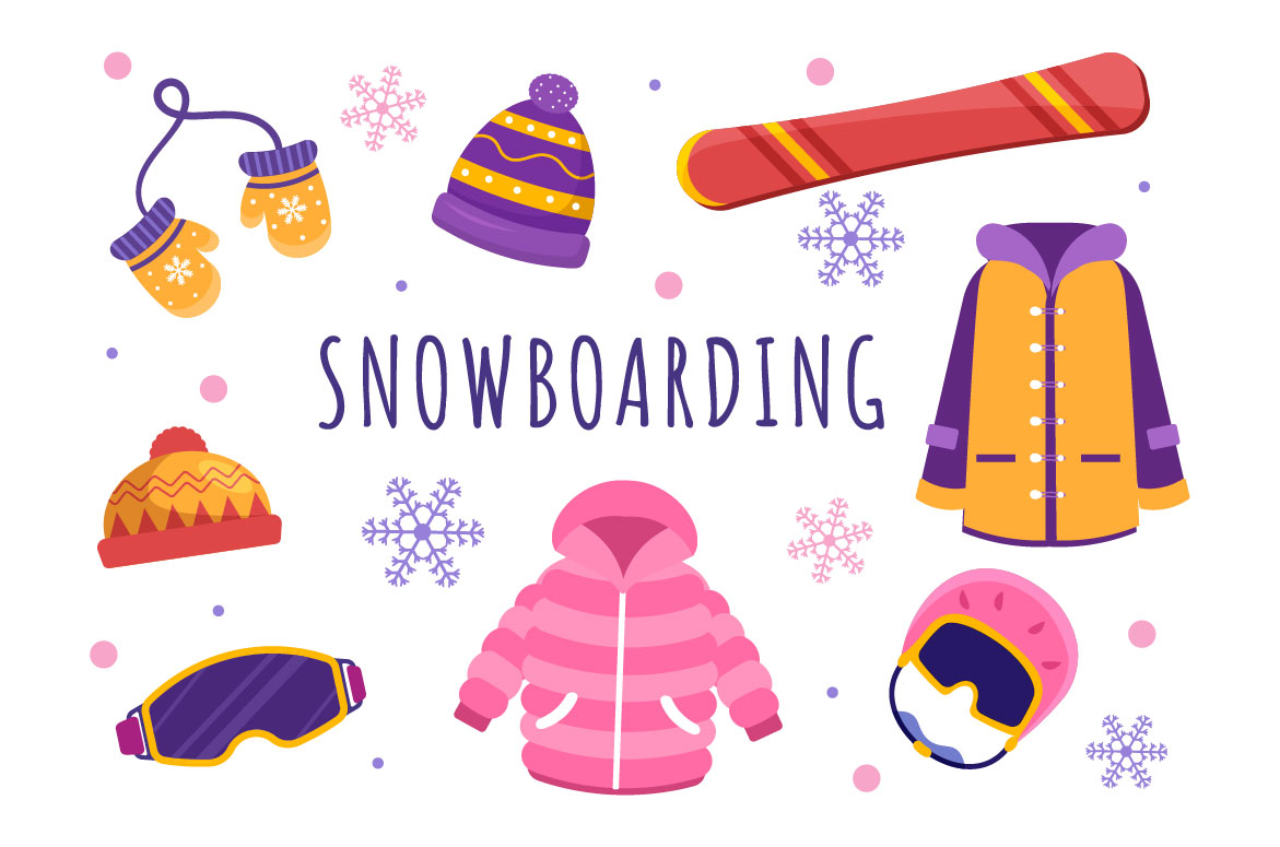 Cartoon Snowboarding Illustration preview image.