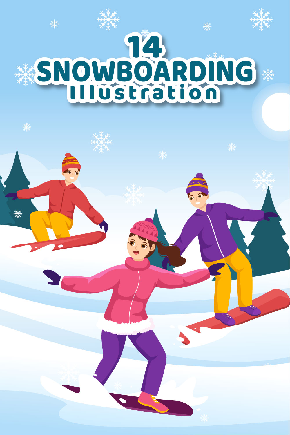 Snowboarding Graphics Design pinterest image.