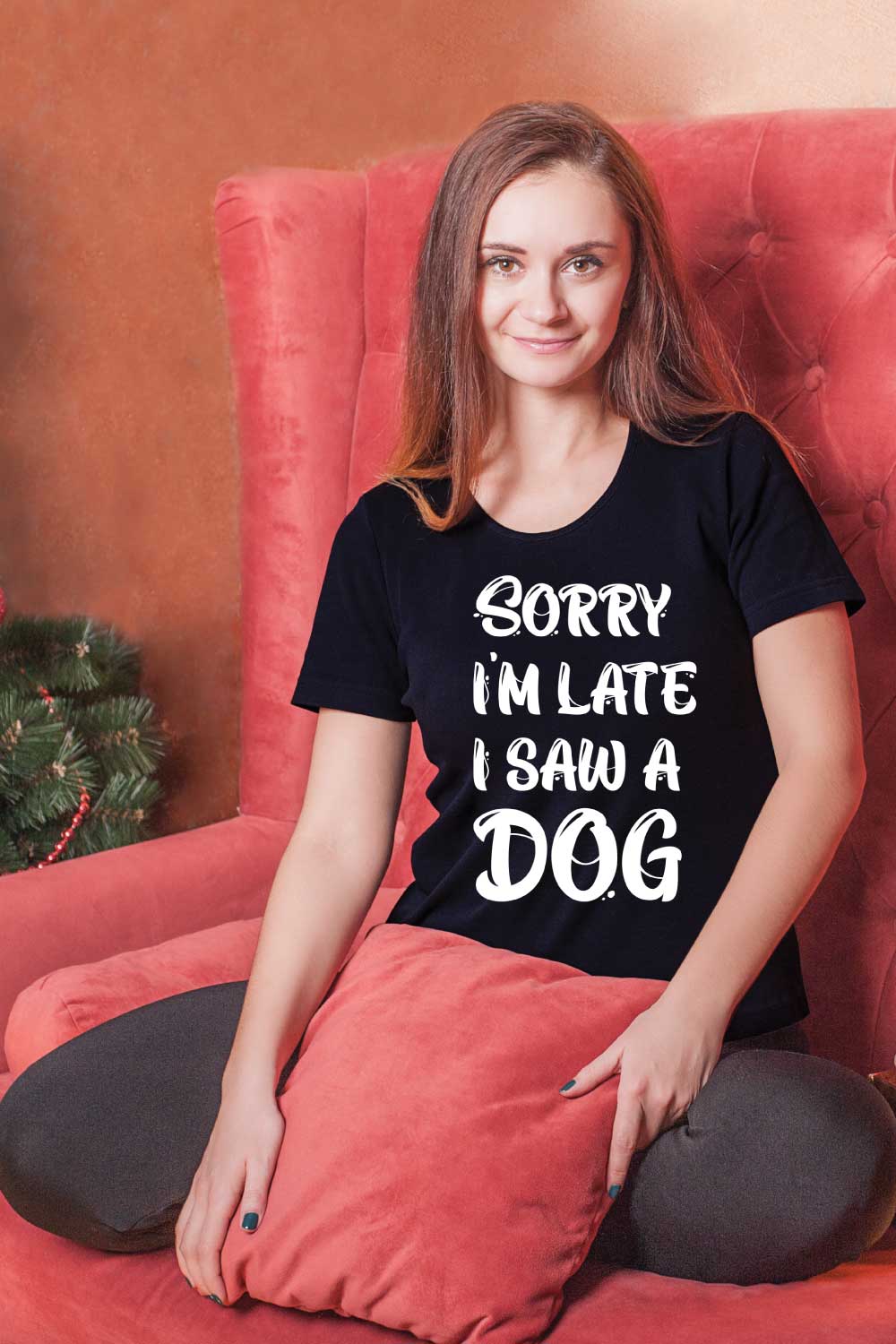 T-shirt Sorry I'm Late I Saw a Dog Design pinterest image.
