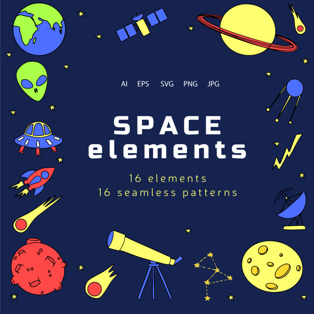 Space Elements And Patterns - MasterBundles