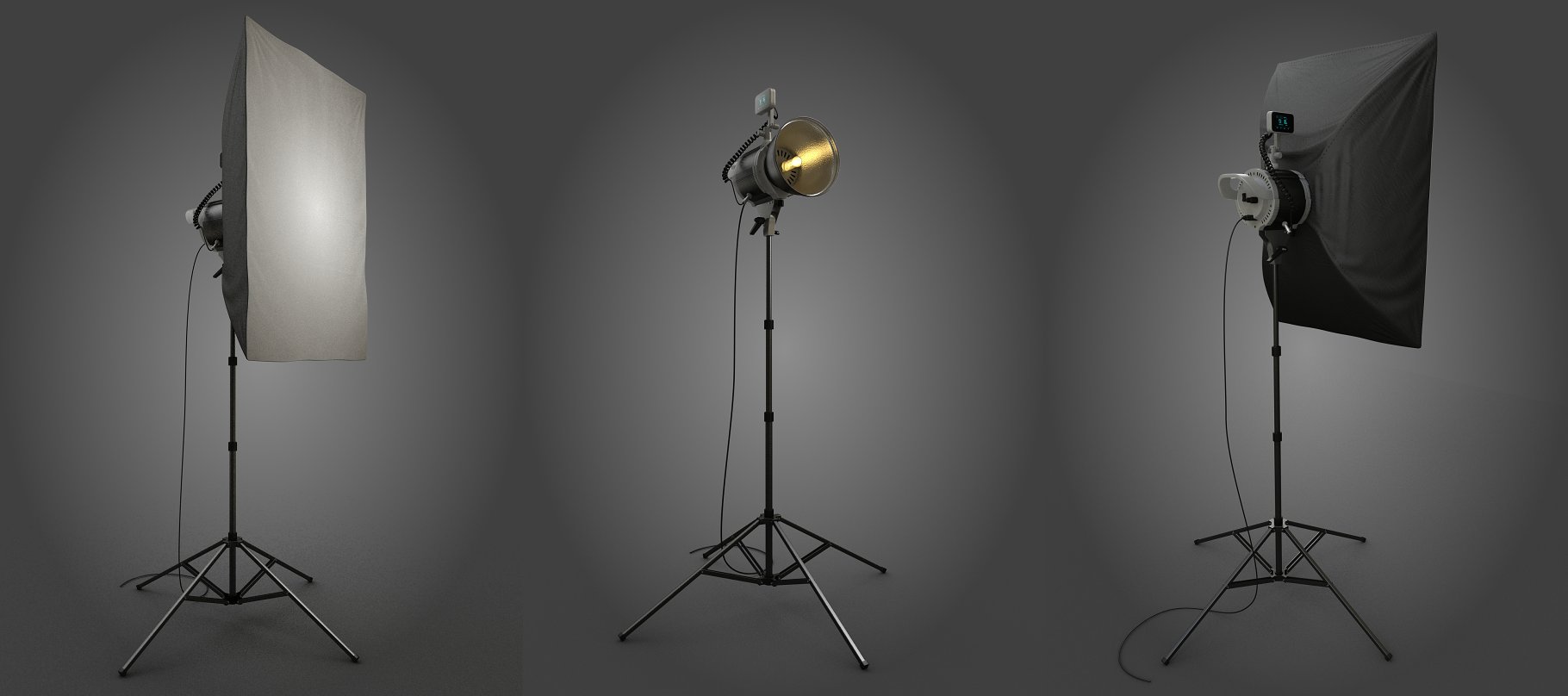 Rendering of a wonderful 3d model of a professional studio light