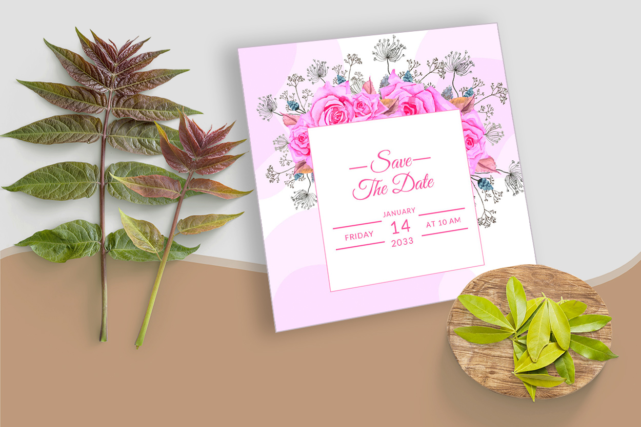 Wedding Ceremony Card with Pink Rose Florals for your events.