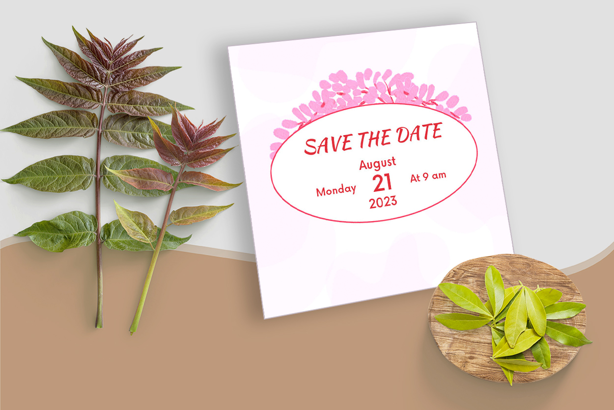 Wedding Invitation Card Vector Template mockup example.