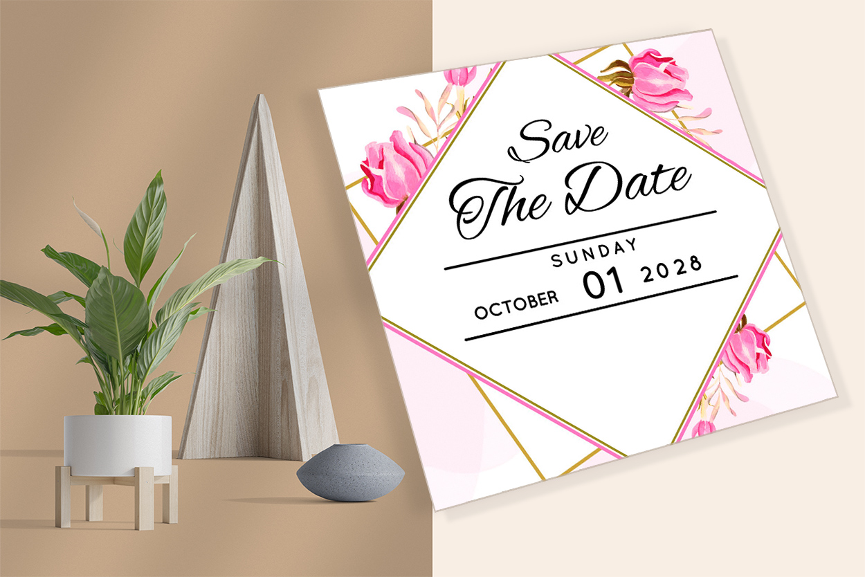 Image of wedding invitation card with colorful design