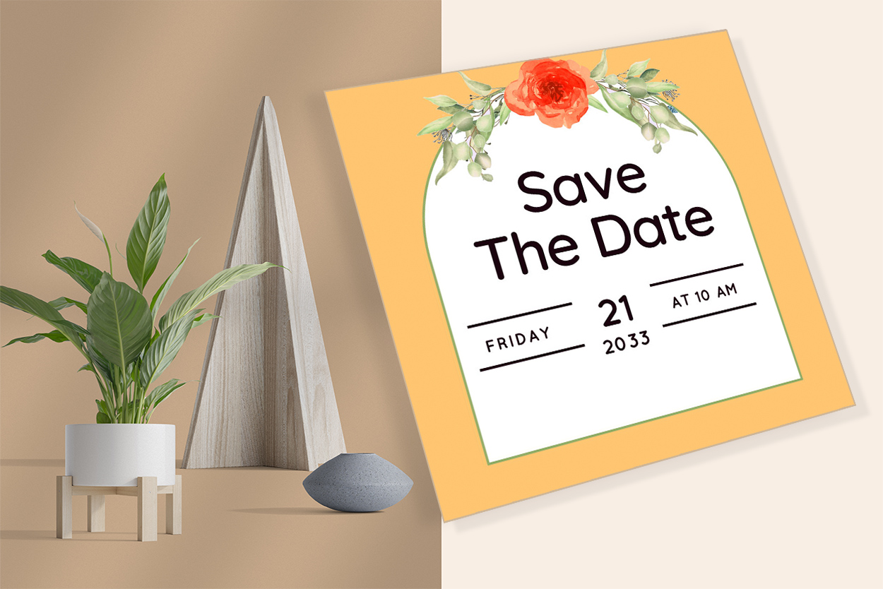 Red Floral Wedding Ceremony Card Design mockup example preview.