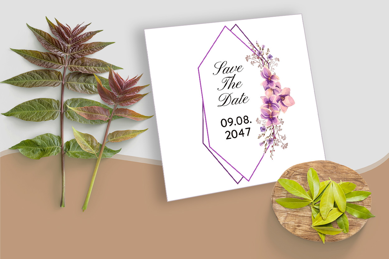 Wedding Invitation with Flowers Design preview image.