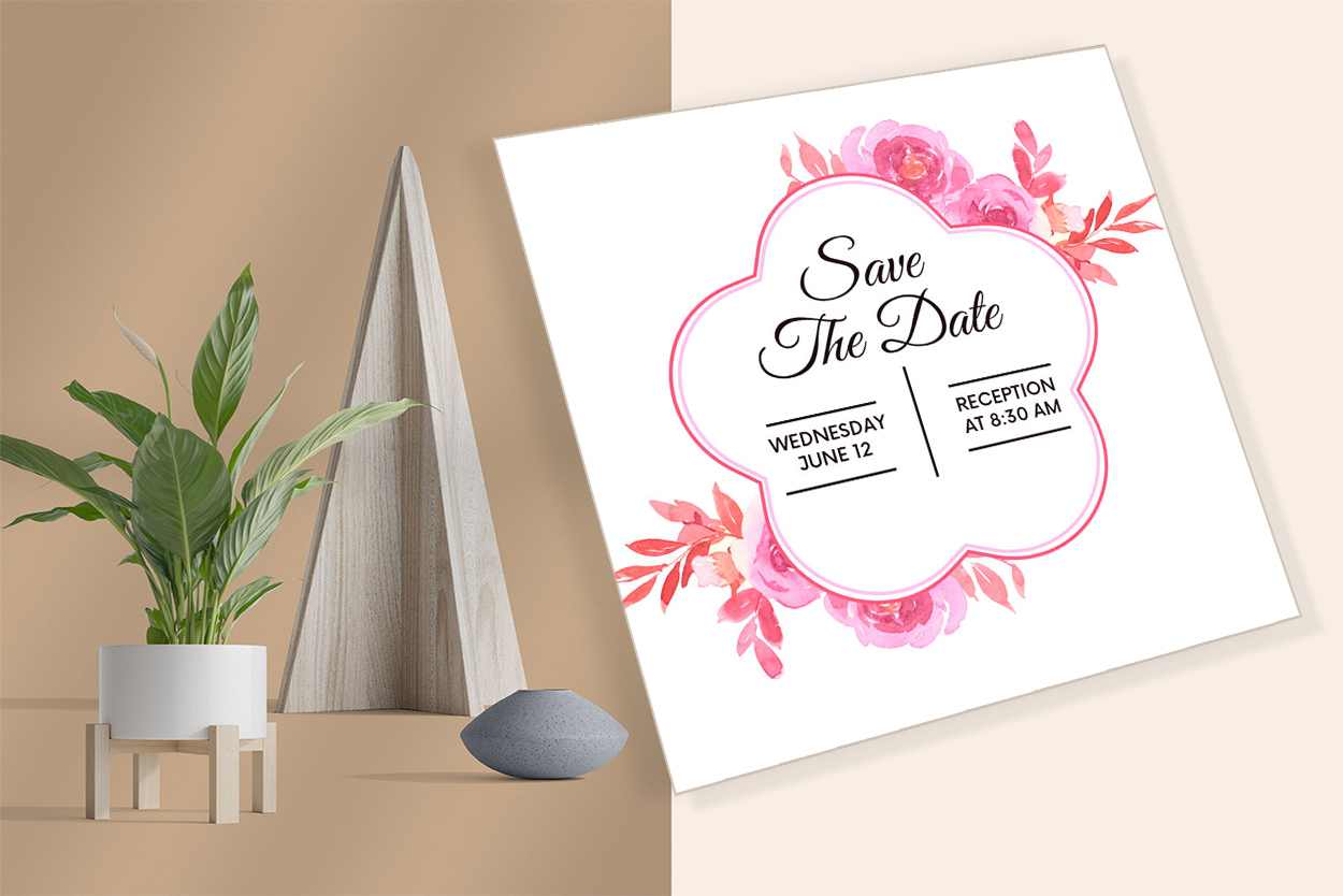 Image of wedding invitation card with colorful design