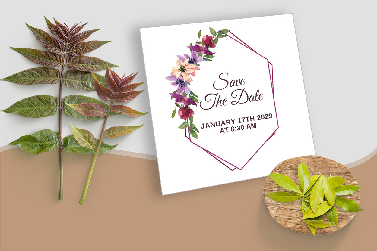 Floral Wedding Invitation Design preview image.