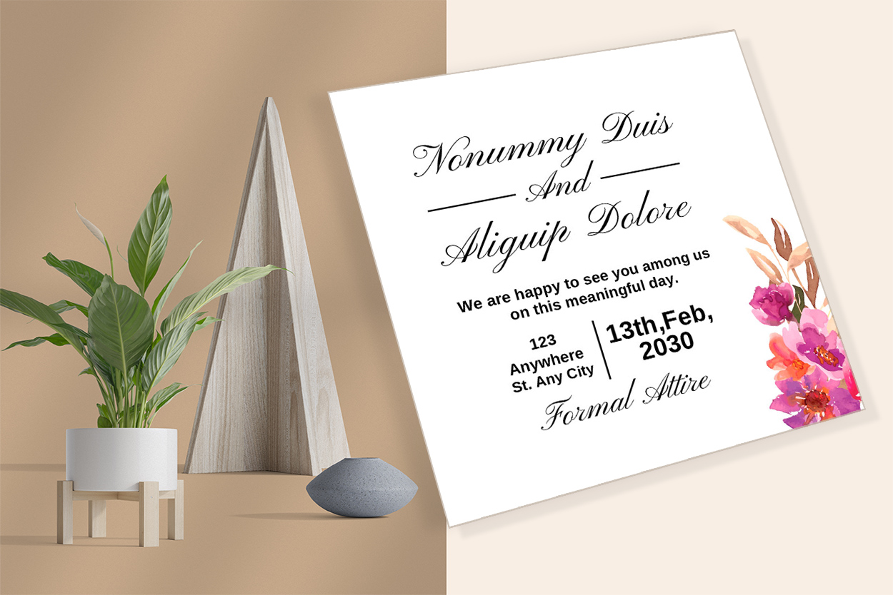 Image of wonderful wedding invitation card with watercolor design