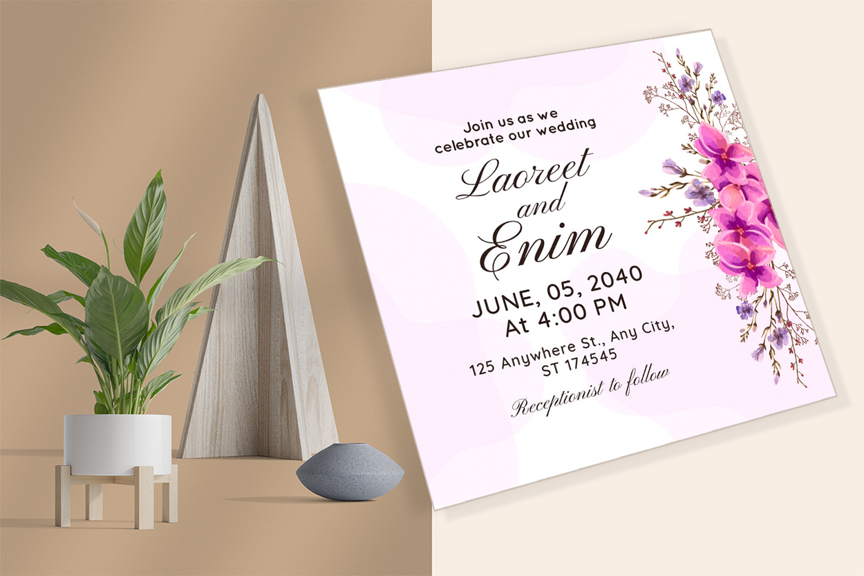 Image of wedding invitation card with unique design