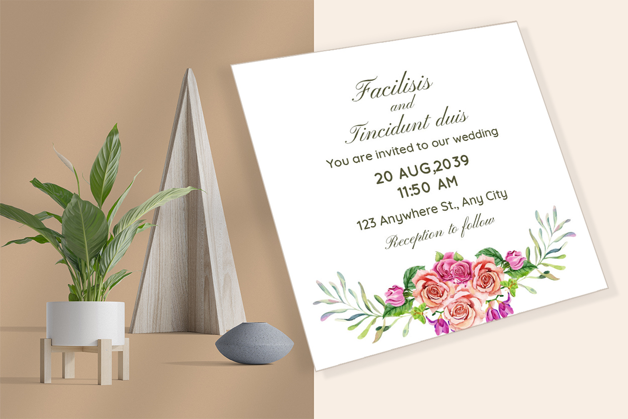 Image of wedding invitation card with elegant design