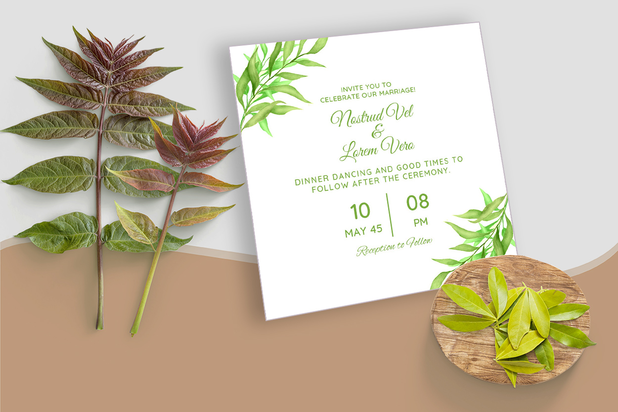 Awesome Wedding Invitation Card with Floral Leaf for your events.