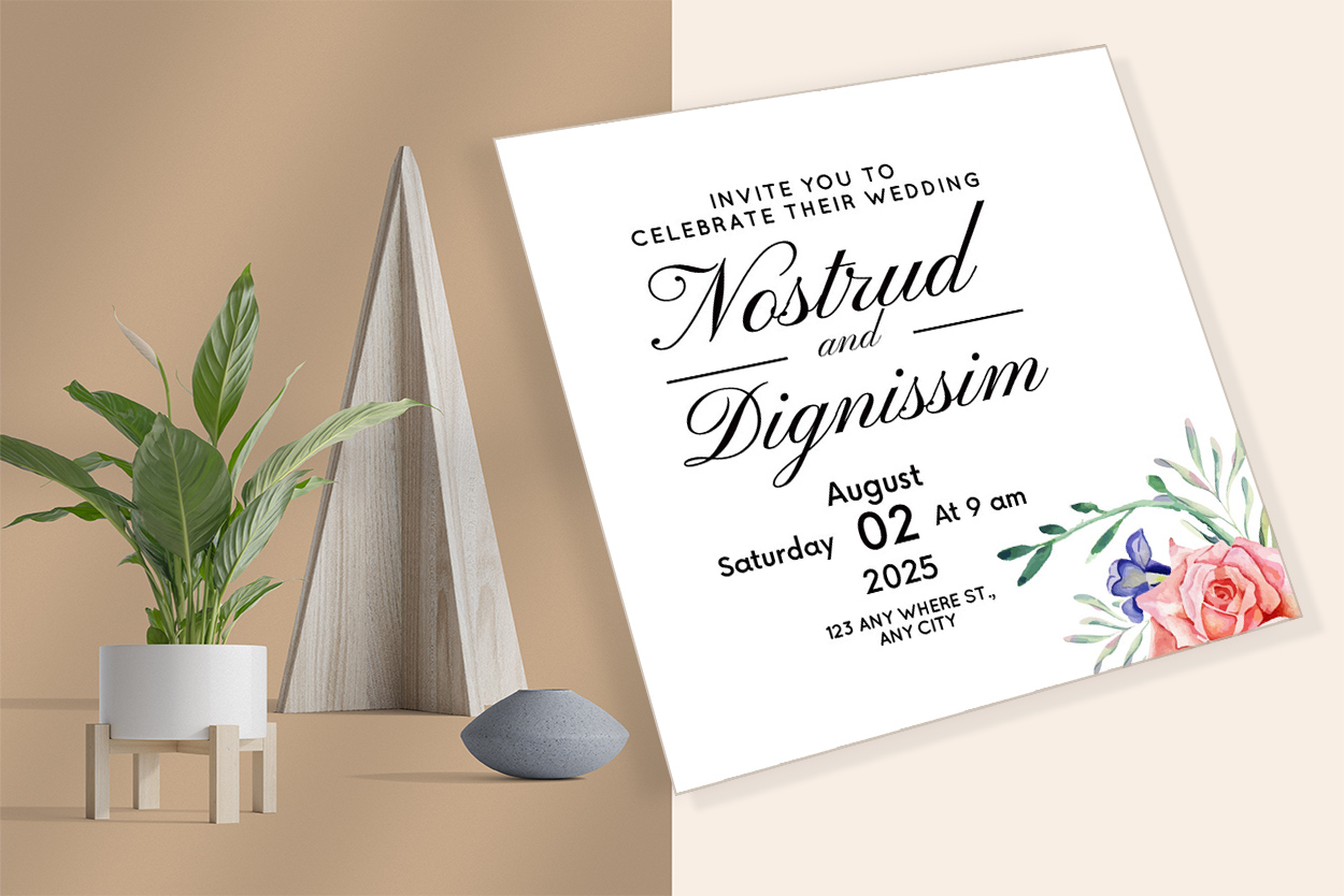 Image of exquisite wedding invitation card with floral design