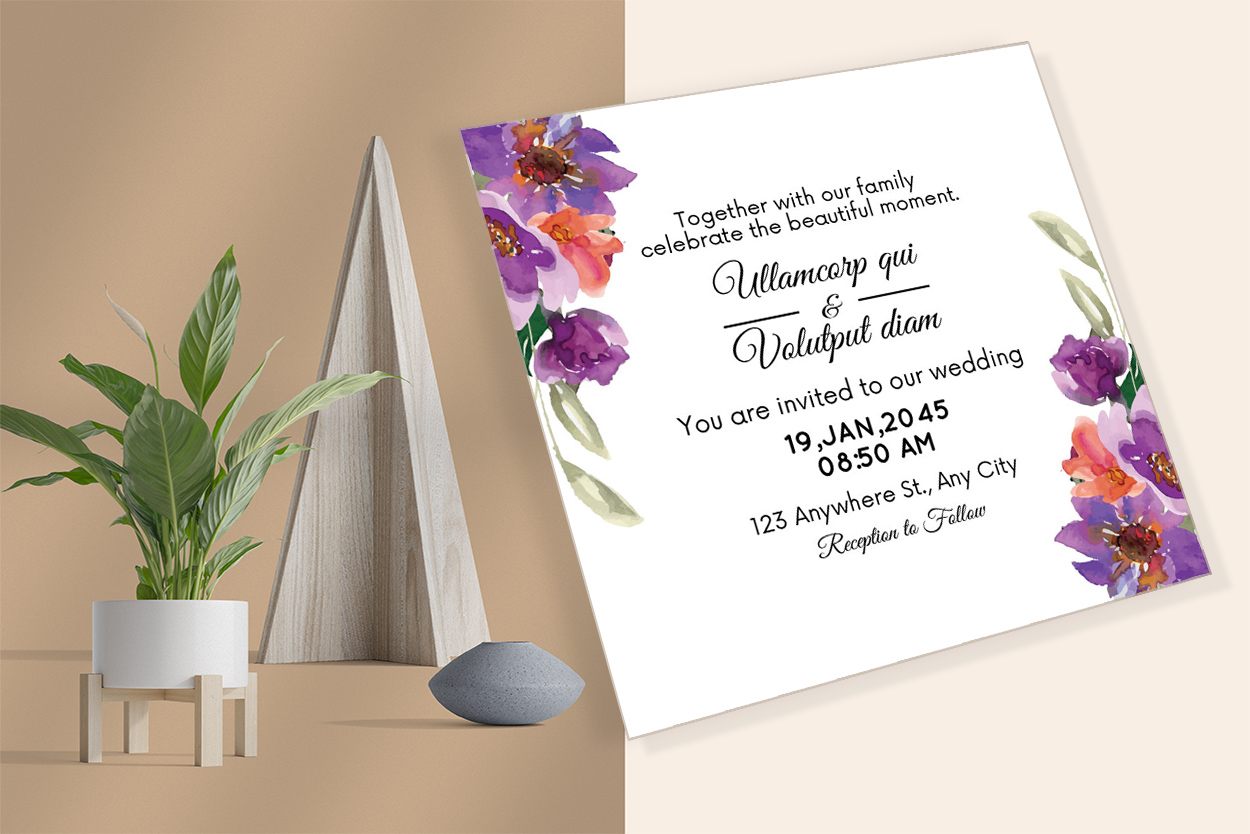 Wonderfull Florals Wedding Card Vector for happy events.