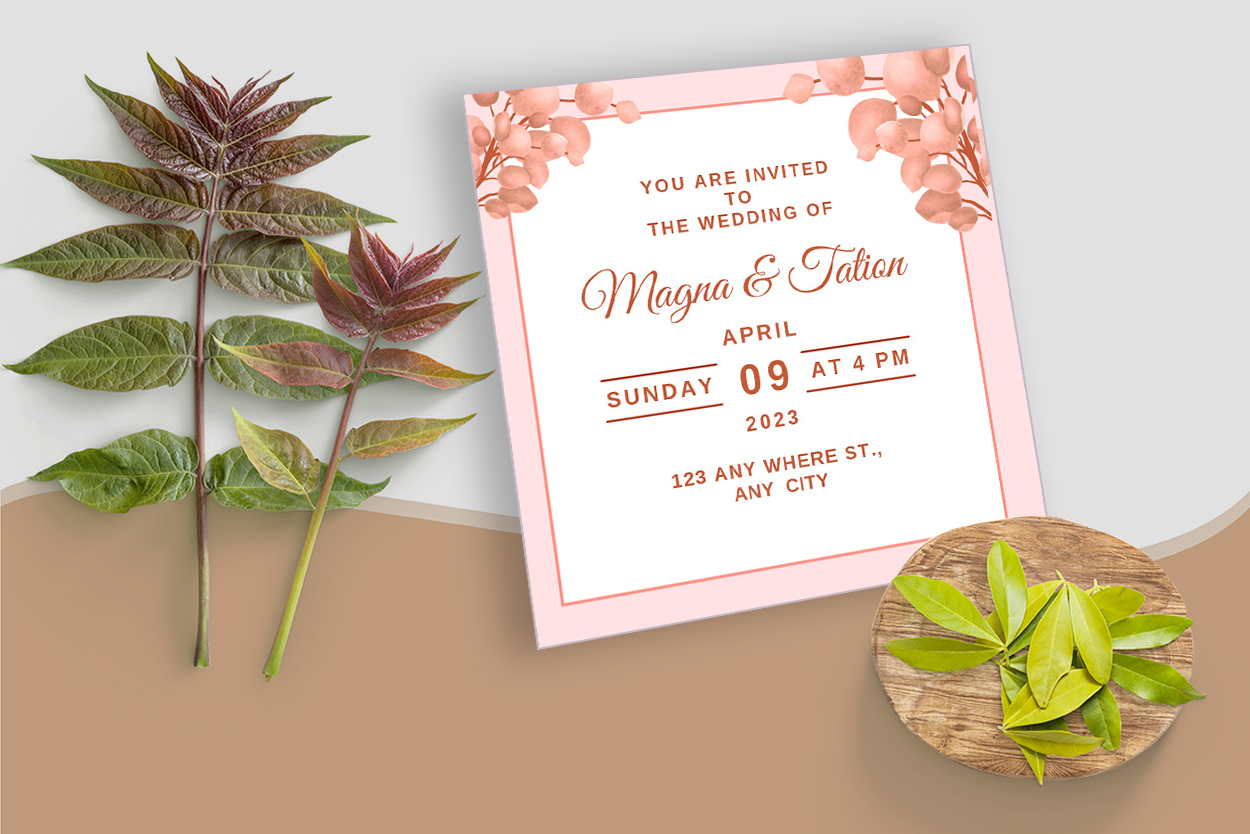 Use Orange Watercolor Leaf Wedding Card Design for your events.