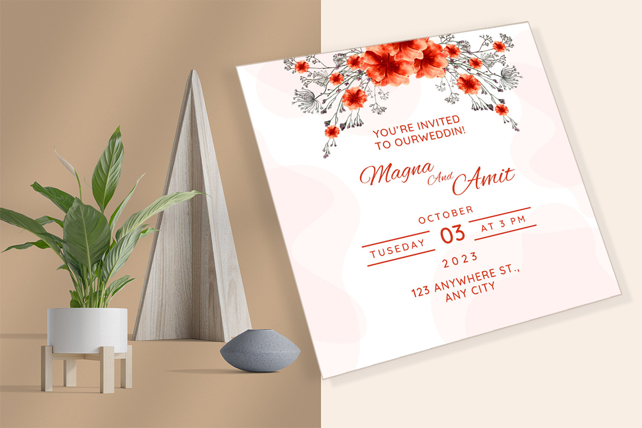 Beautiful Orange Flower Wedding Invitation Card is perfect for tour events.