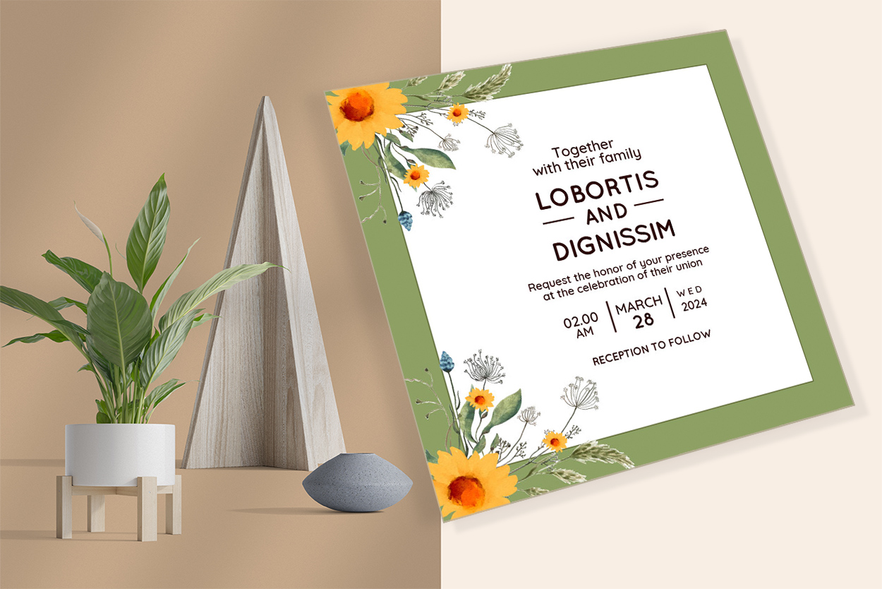 Use Floral Wedding Card with Green Background for your events.