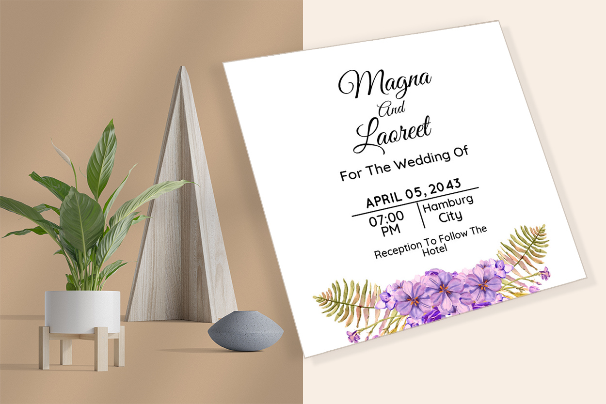 Image of wedding invitation card with colorful design