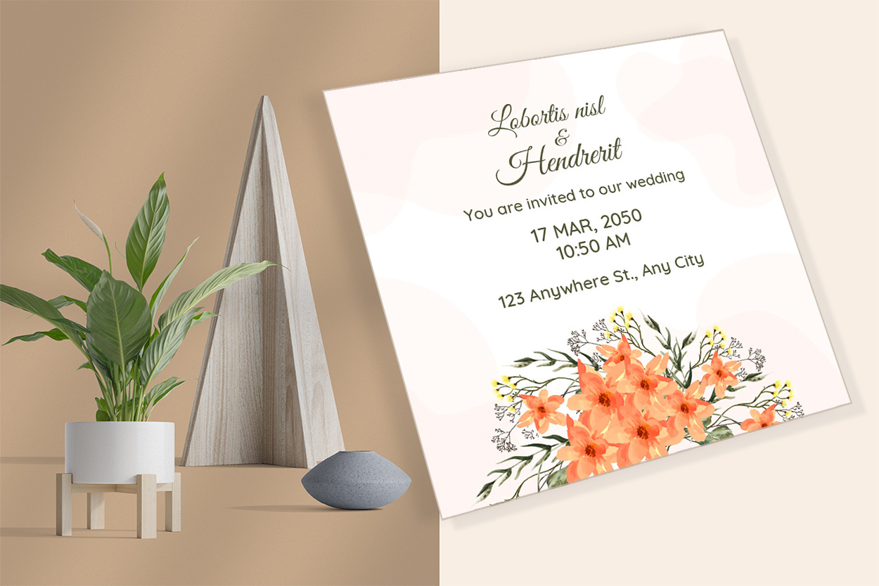 Image of exquisite wedding card with floral design.