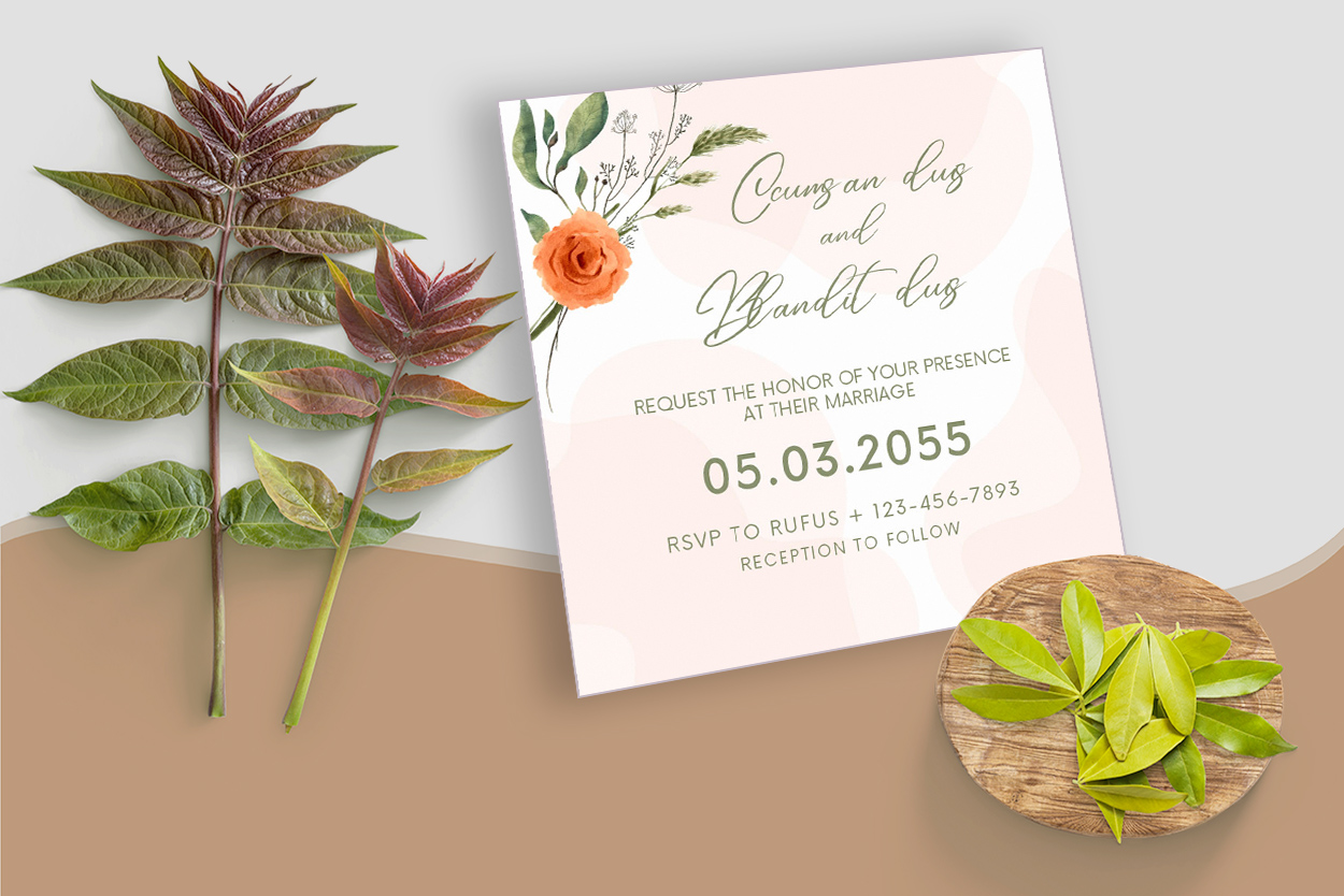 Beautiful Wedding Card with Watercolor Flowers for your events.