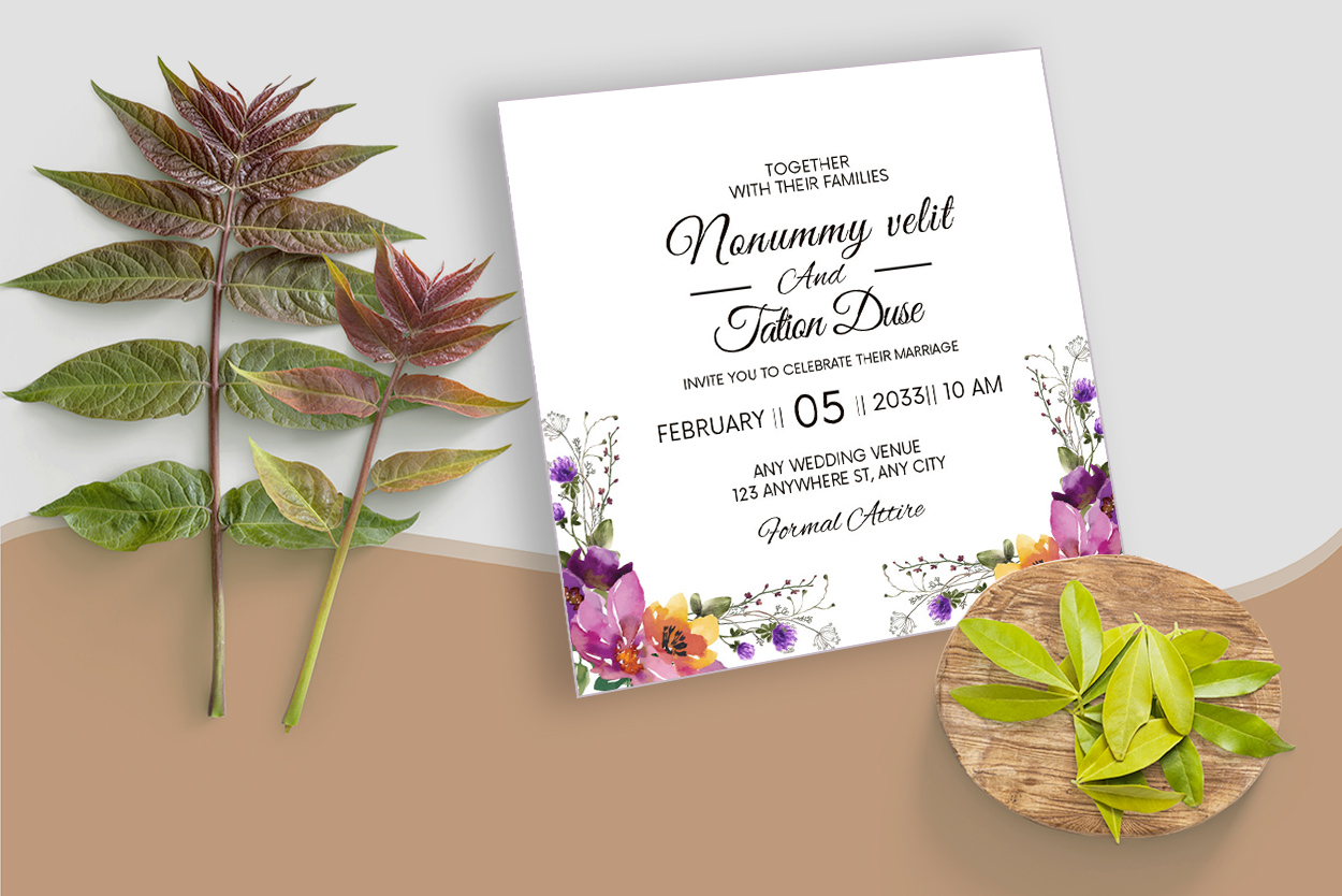 Other side of this delicate wedding invitation.