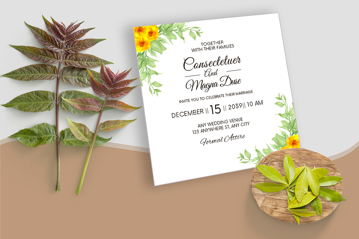 Beautiful Yellow Wedding Card Design for your events.