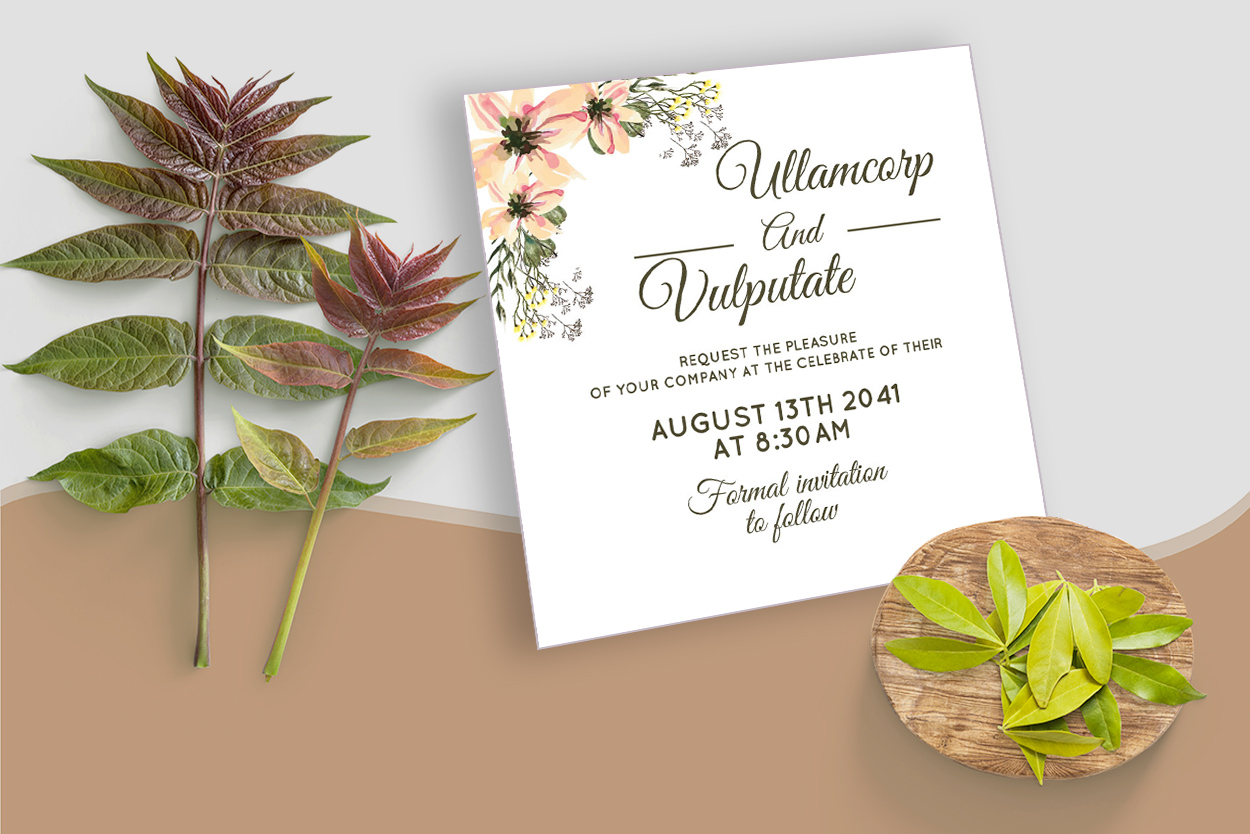 Wedding Card Frame with Pink Watercolor Flowers for your events.