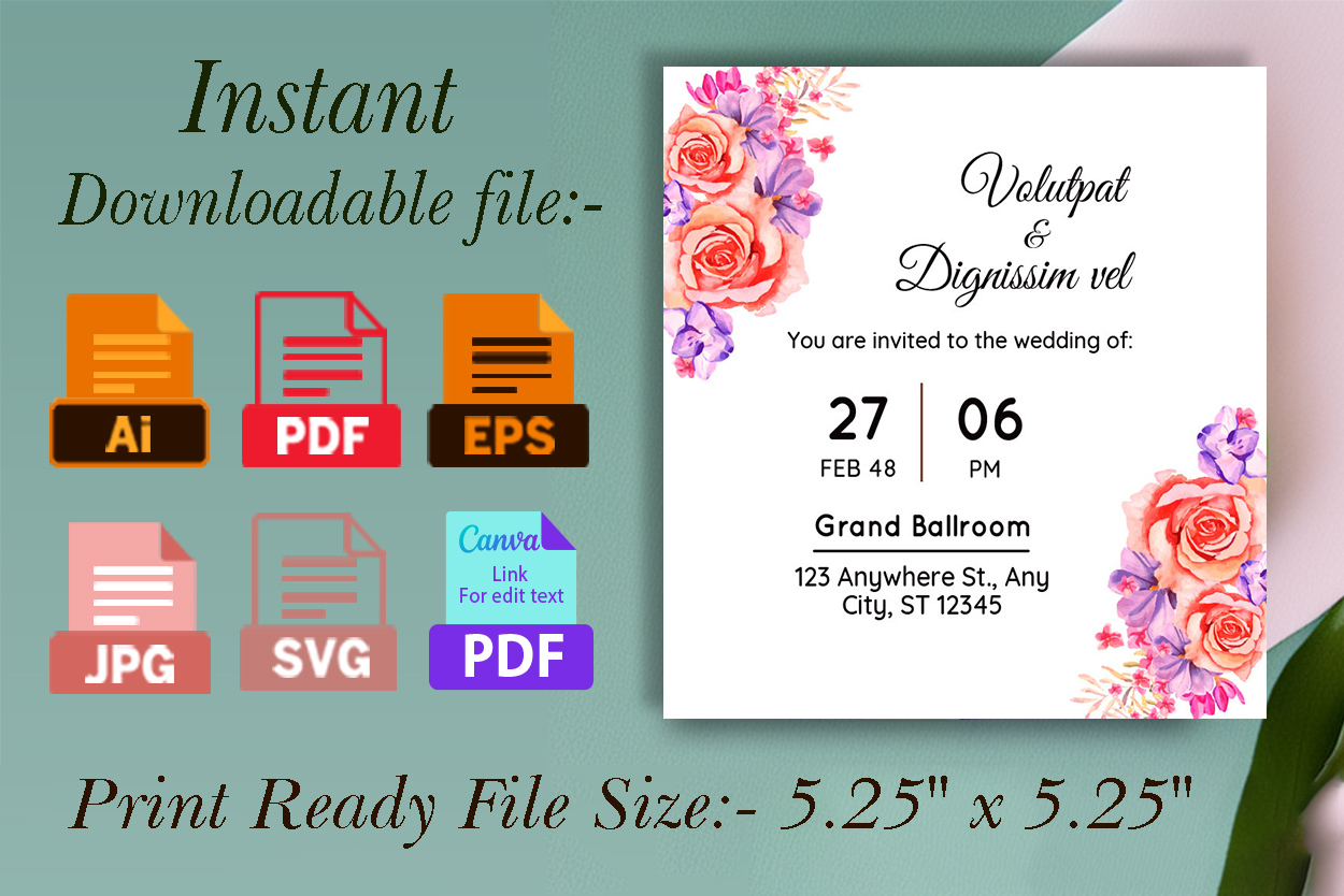 Image of wedding invitation card with elegant design