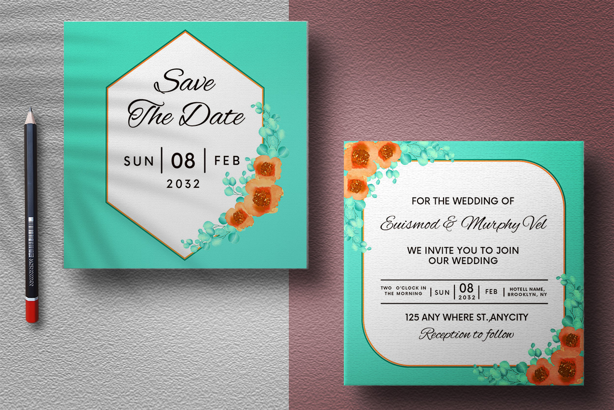 Two wedding invitation options.