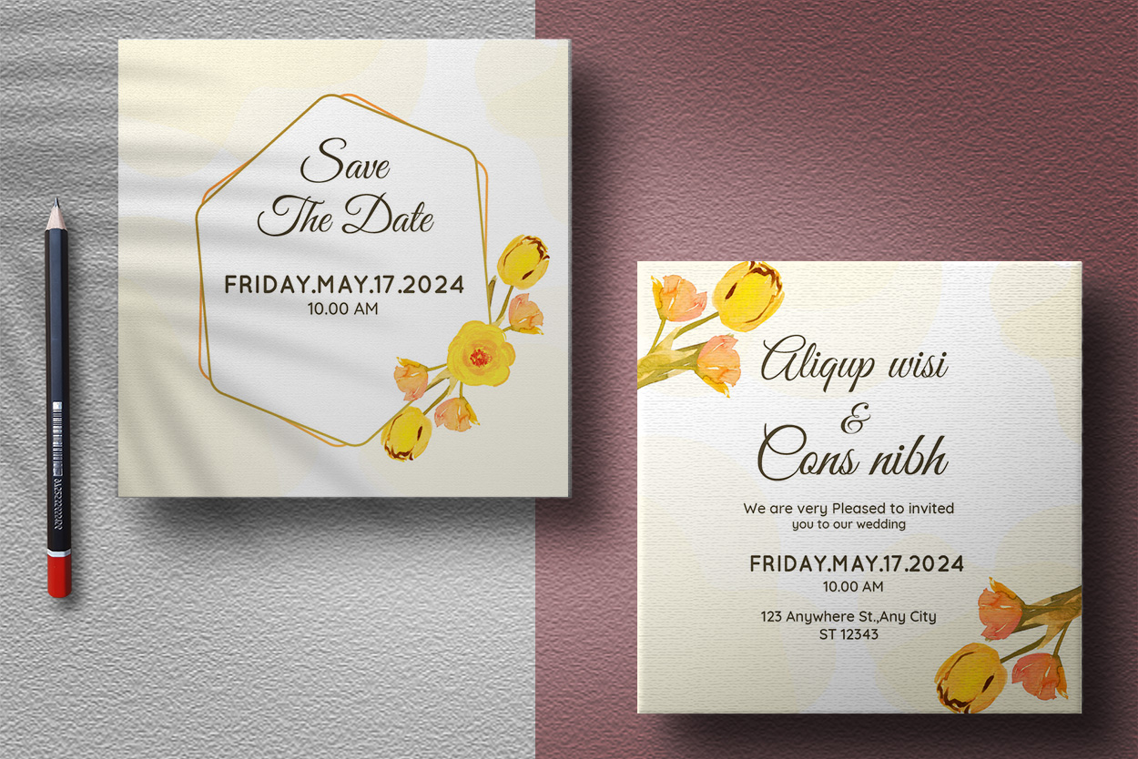 Floral Wedding Invitation Card Vector presentataion.