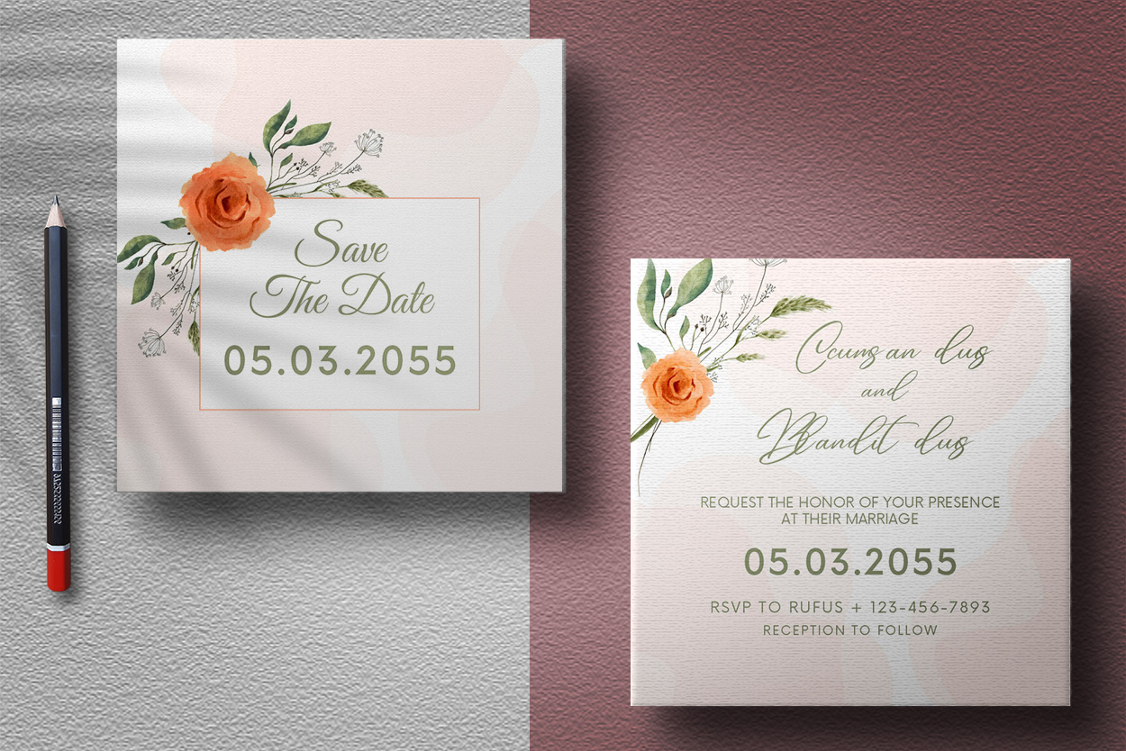 Beautiful Wedding Card with Watercolor Flowers presentation.