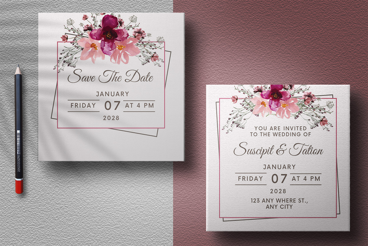 Wedding Card Watercolour Flower Background preview image.