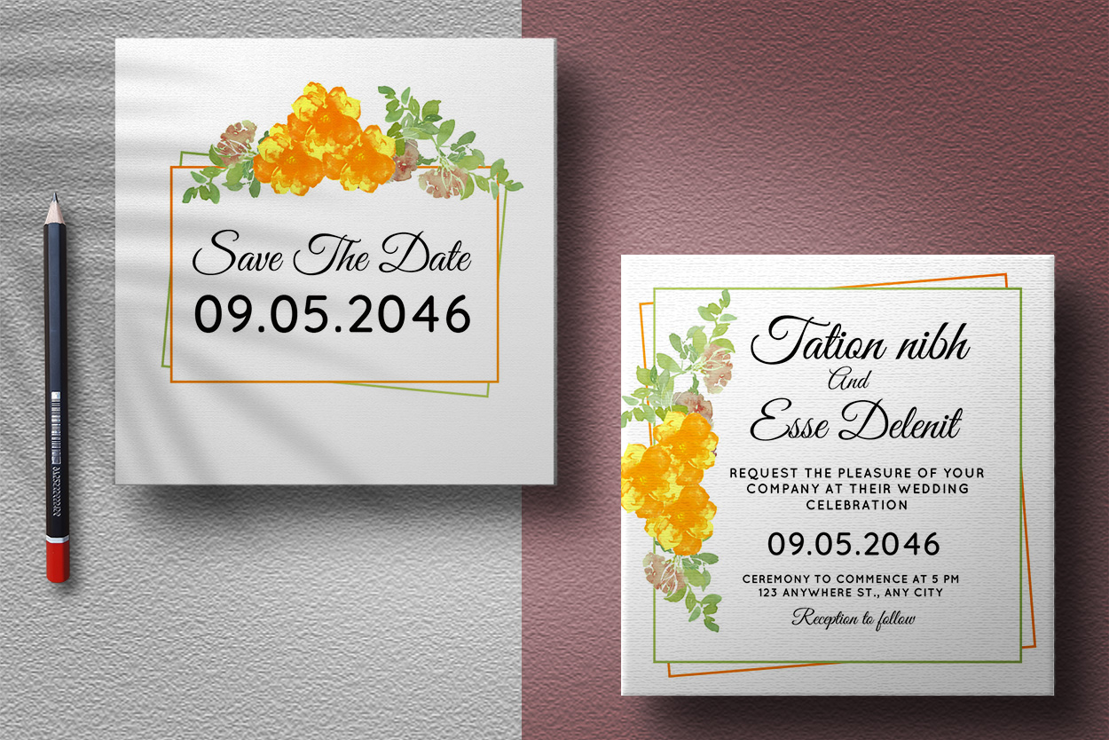 Watercolor Floral Frame Wedding Card Vector presentation.