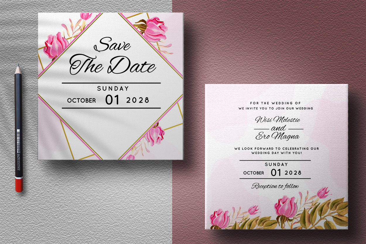 Image of wedding invitation card with enchanting design