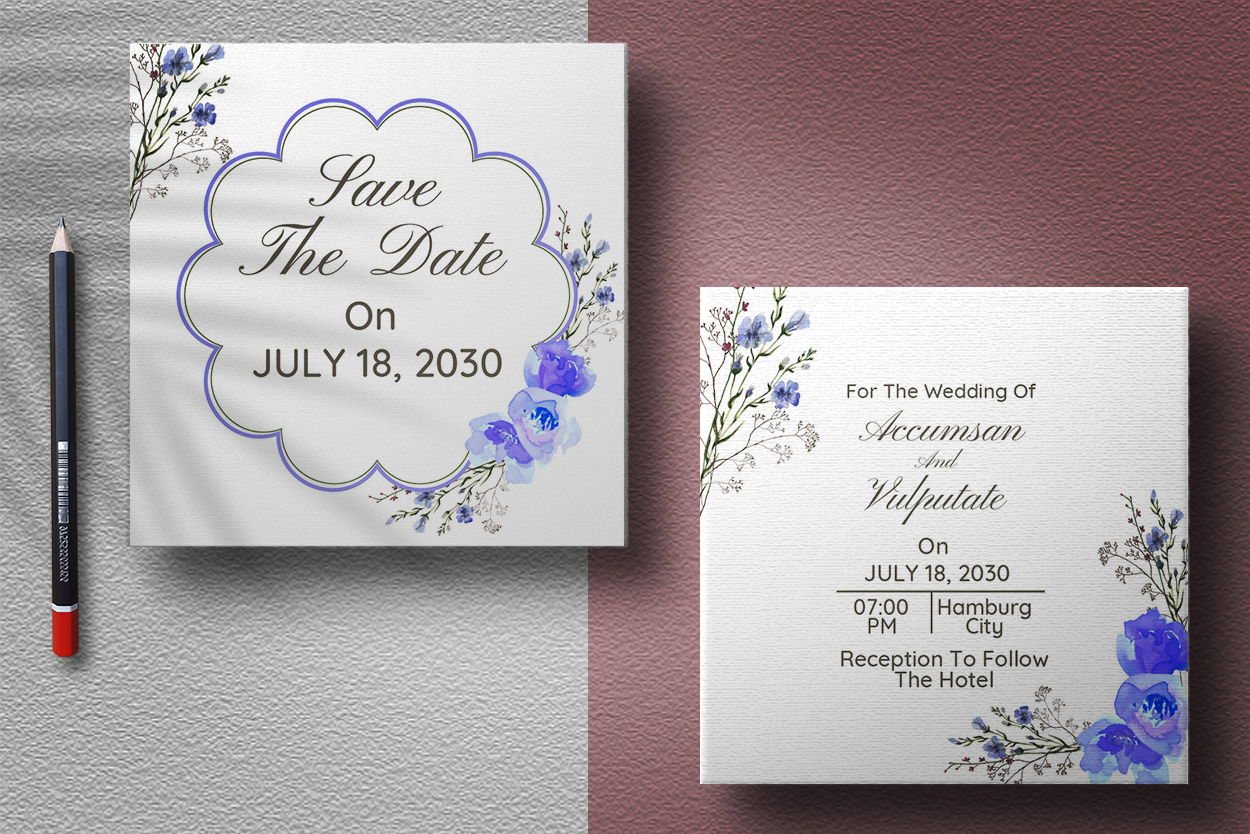 Square wedding invitations.