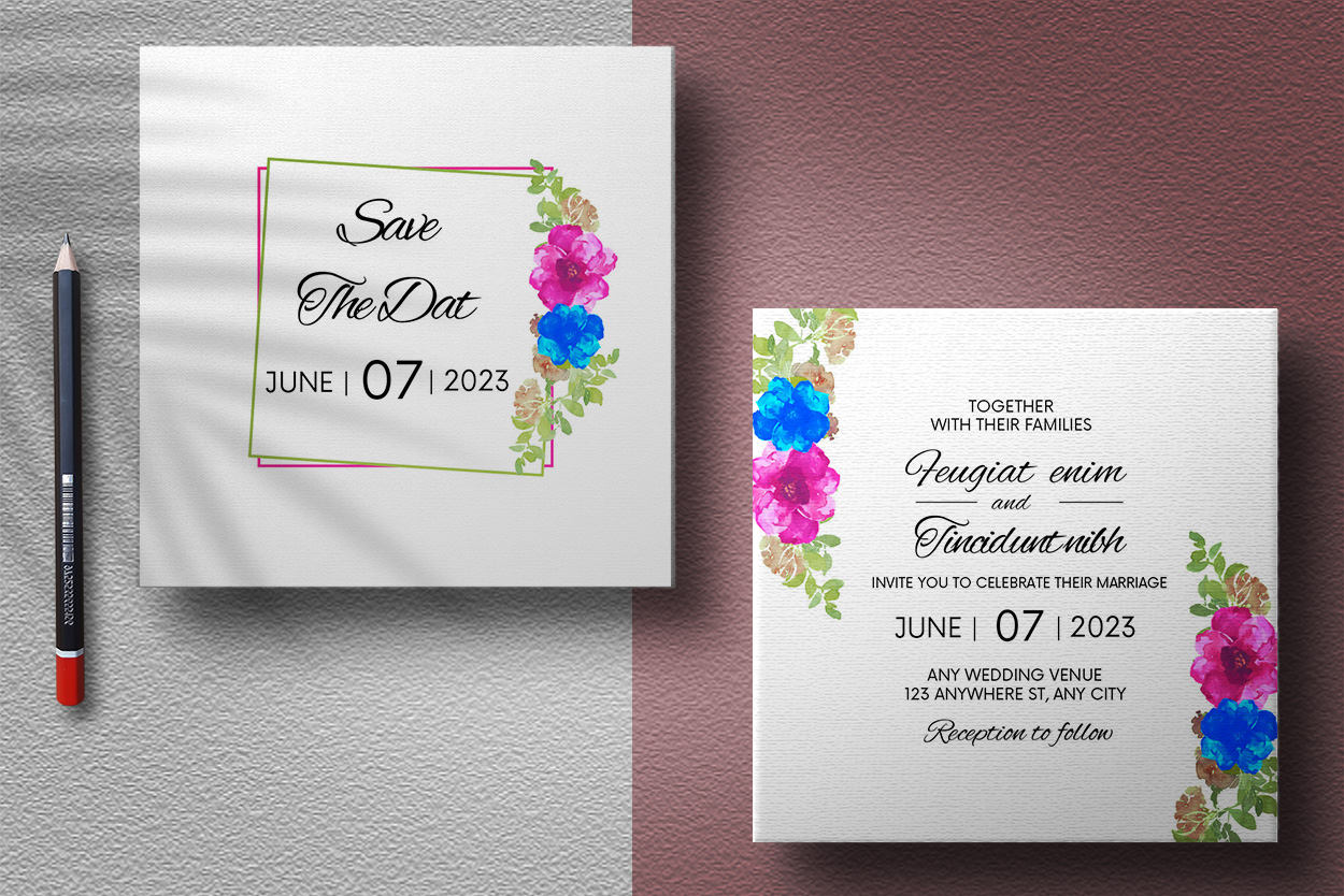 Two wedding invitations options.