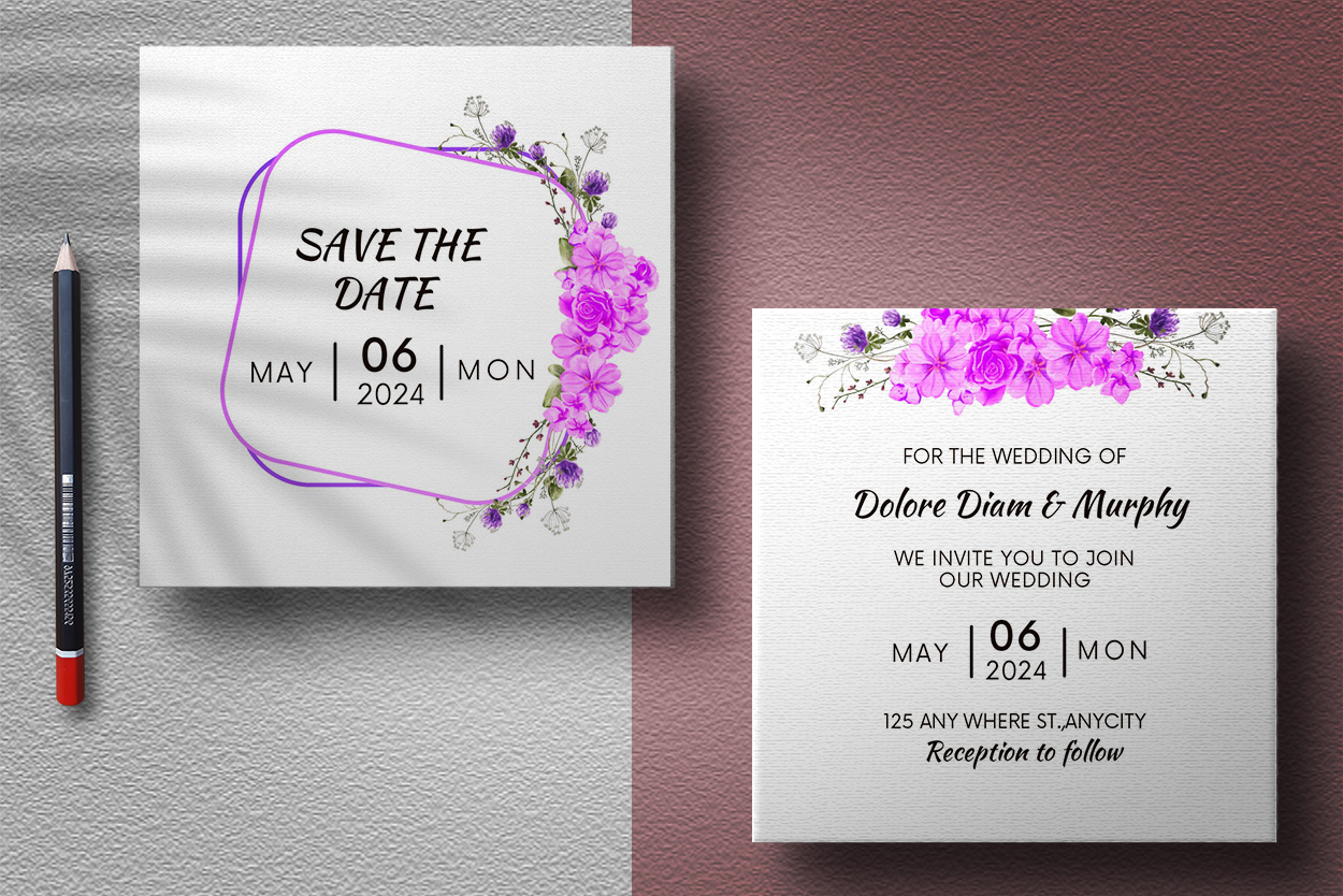 Two wedding invitations.