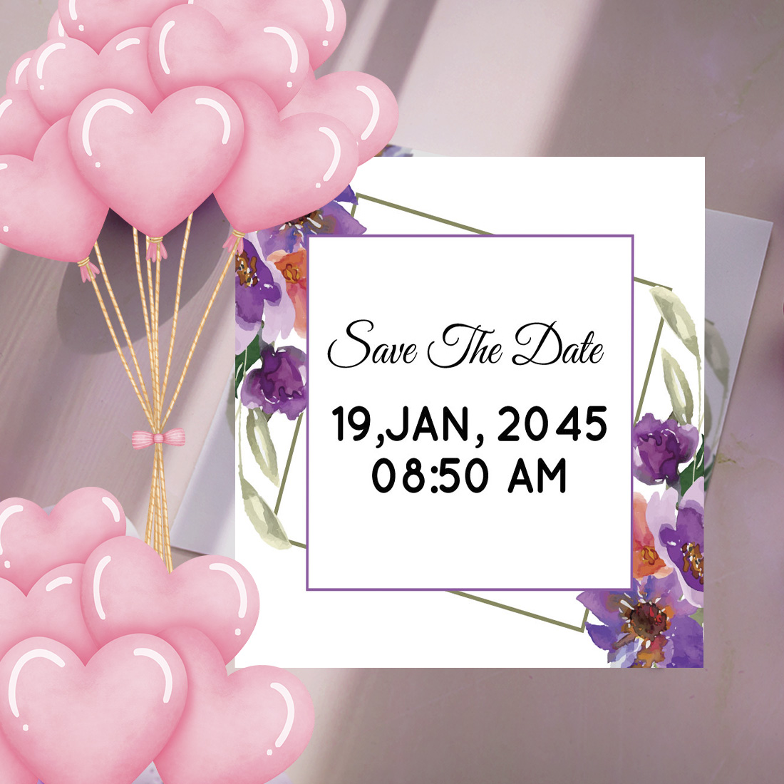 Wonderfull Florals Wedding Card Vector preview.