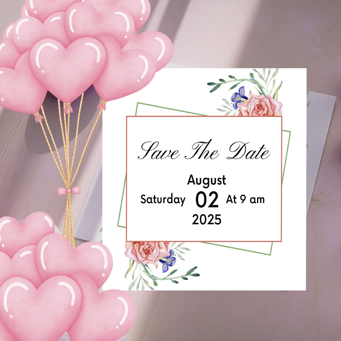 Image of amazing wedding invitation card with floral design