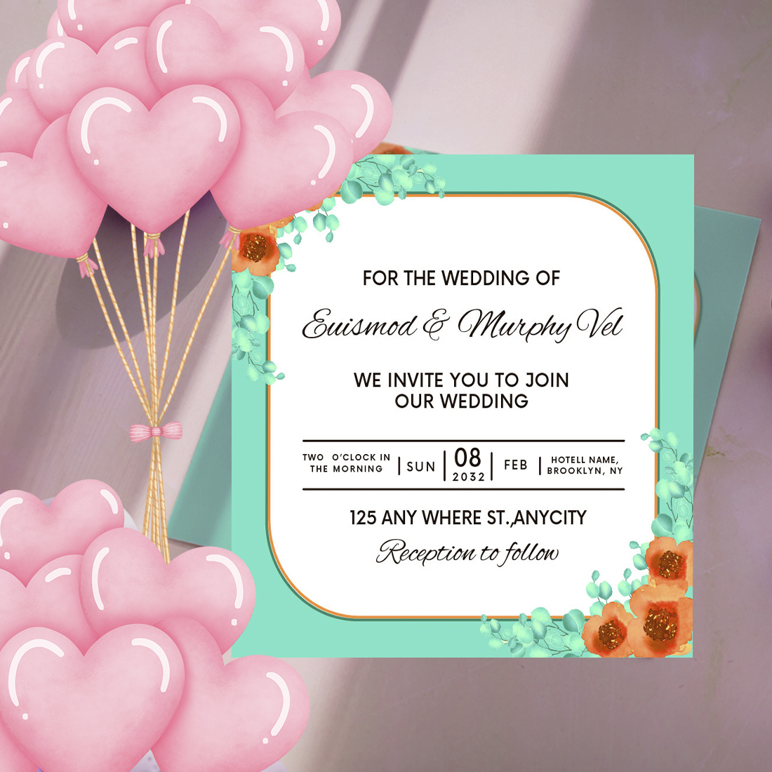 Wedding Ceremony Card with Orange Floral cover image.