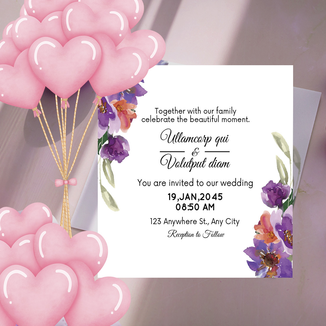 Wonderfull Florals Wedding Card Vector image cover.