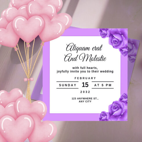 Wedding Ceremony Card with Purple Rose main cover.