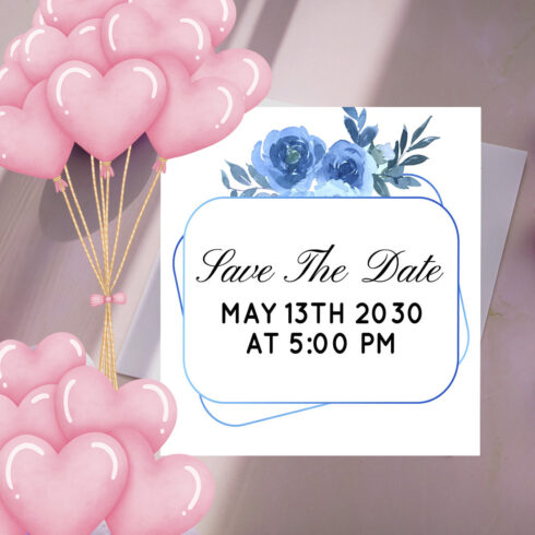 Blue Rose Floral Wedding Card Design - MasterBundles