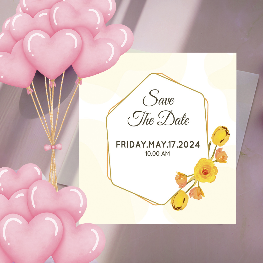 Floral Wedding Invitation Card Vector preview.