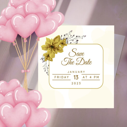 Image of gorgeous wedding card with floral design.