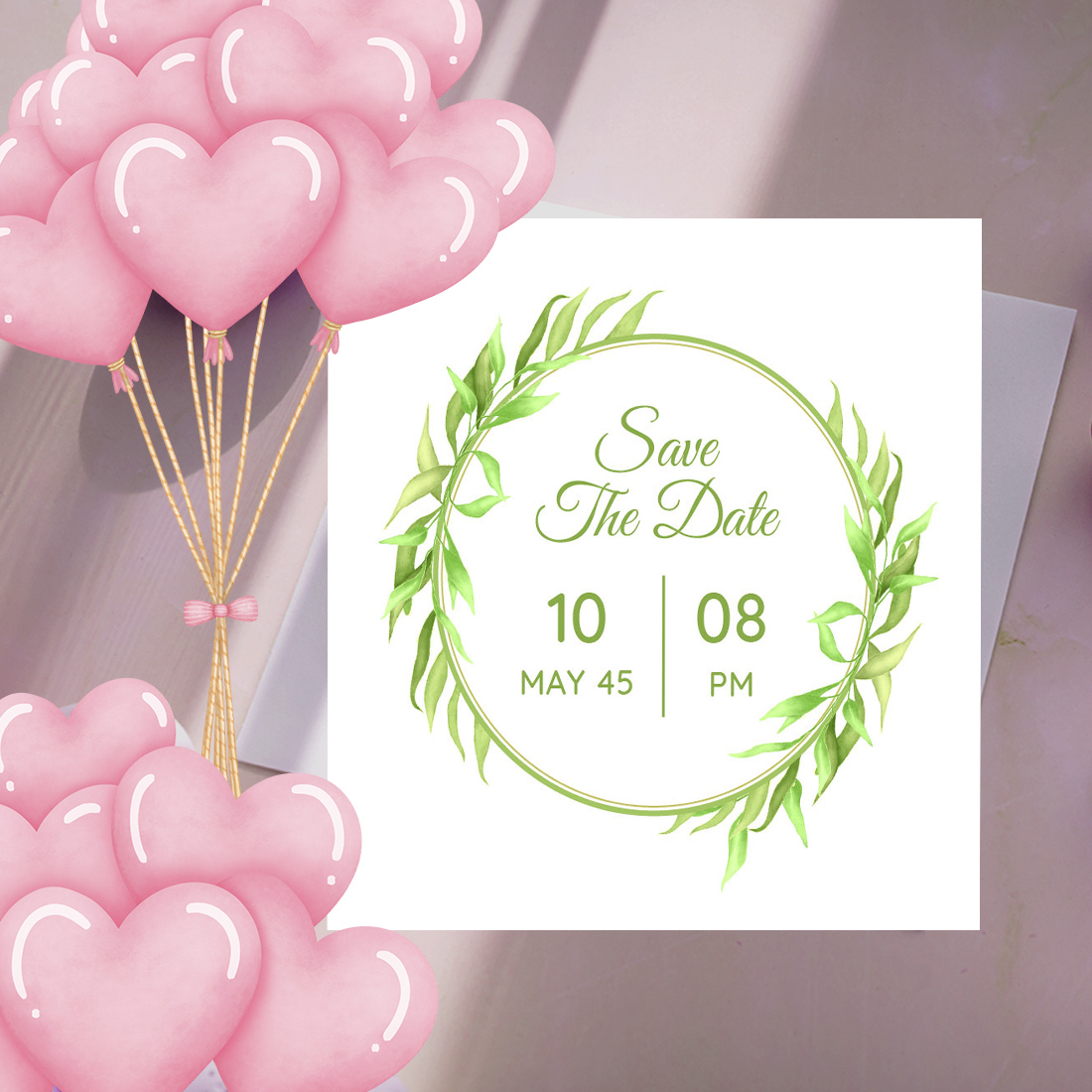 Wedding Invitation Card with Floral Leaf preview.