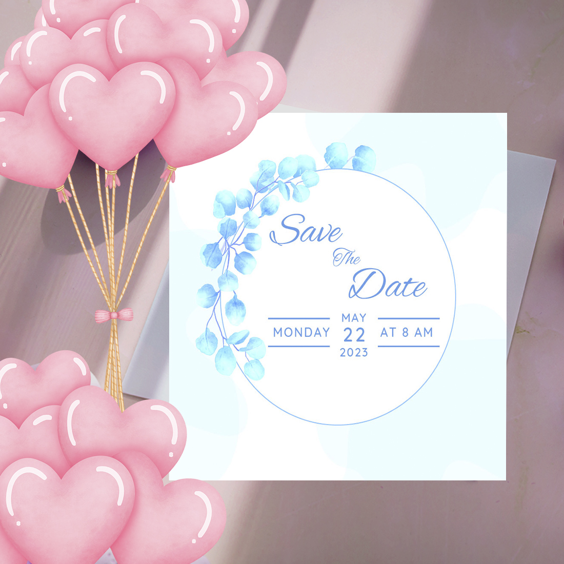 Watercolor Blue Floral Wedding Card Design image cover.