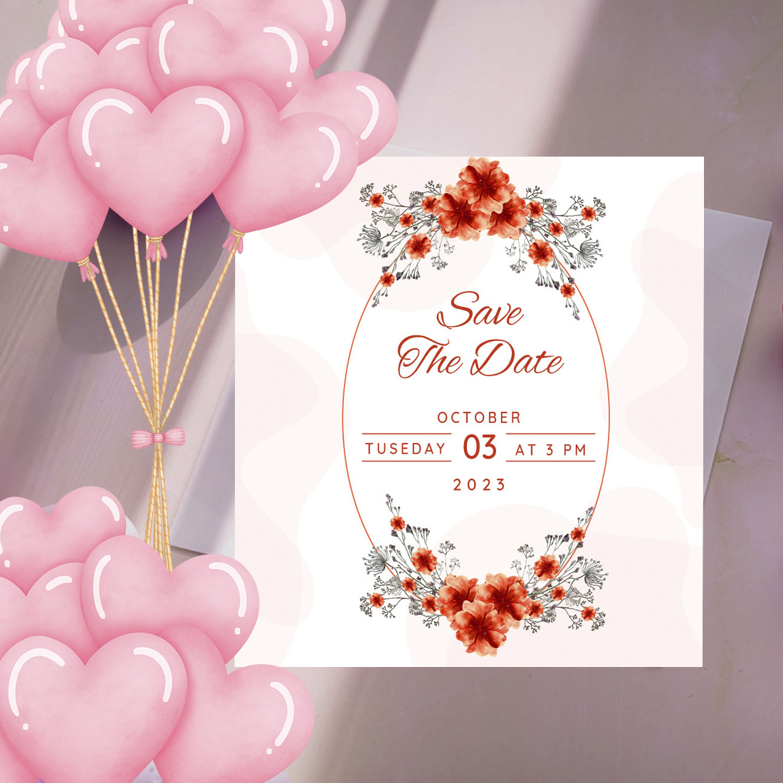 Beautiful Orange Flower Wedding Invitation Card image cover.