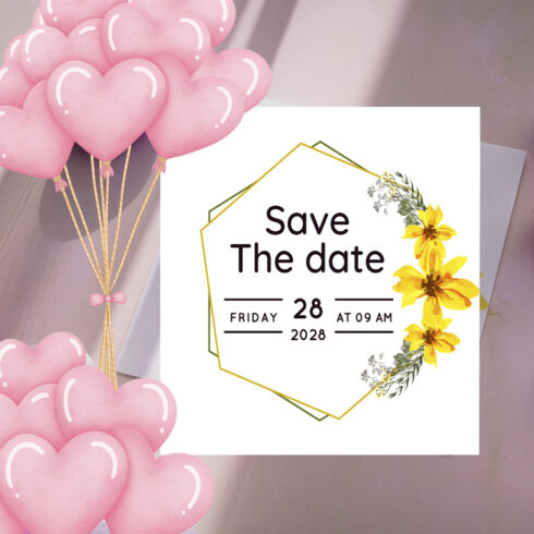 Yellow Wedding Invitation Card Vector image cover.