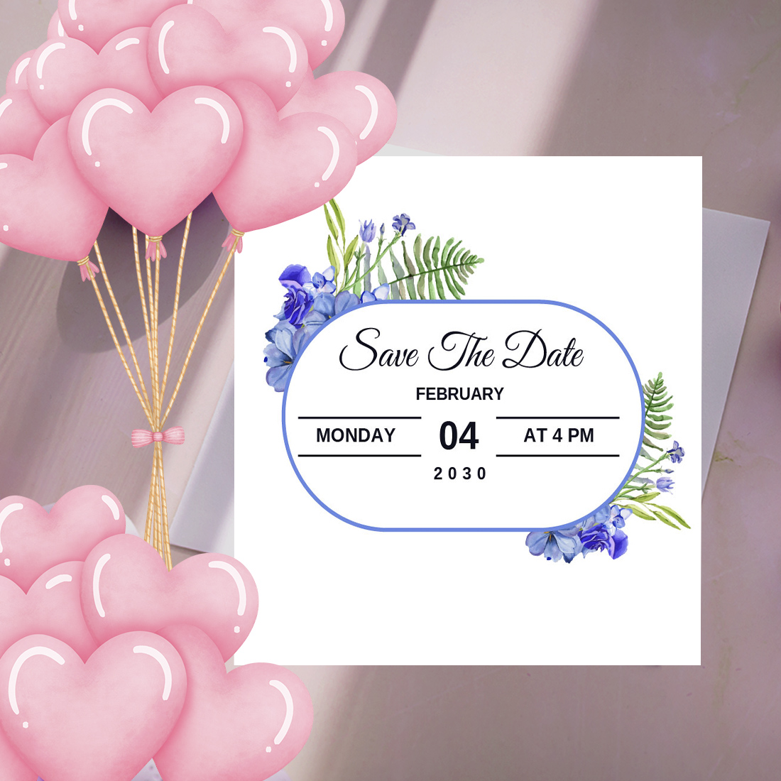 Picture of a wedding invitation card with a charming design